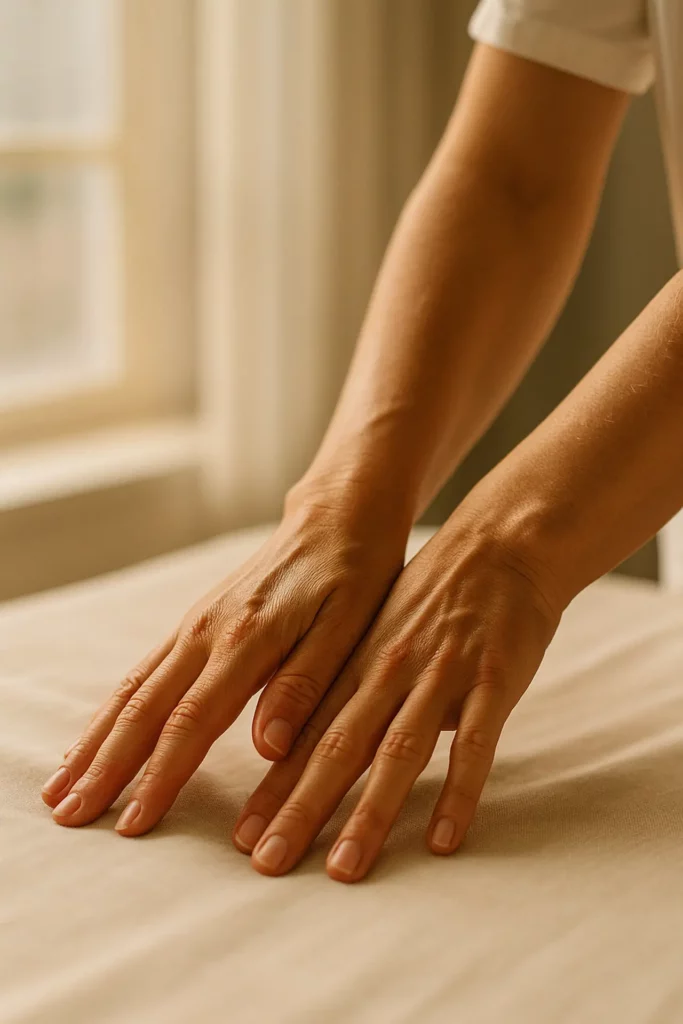 Gestes précis d’un massage relaxant au spa de La Plume du Cap, moment de détente et de bien-être au Cap-Ferret