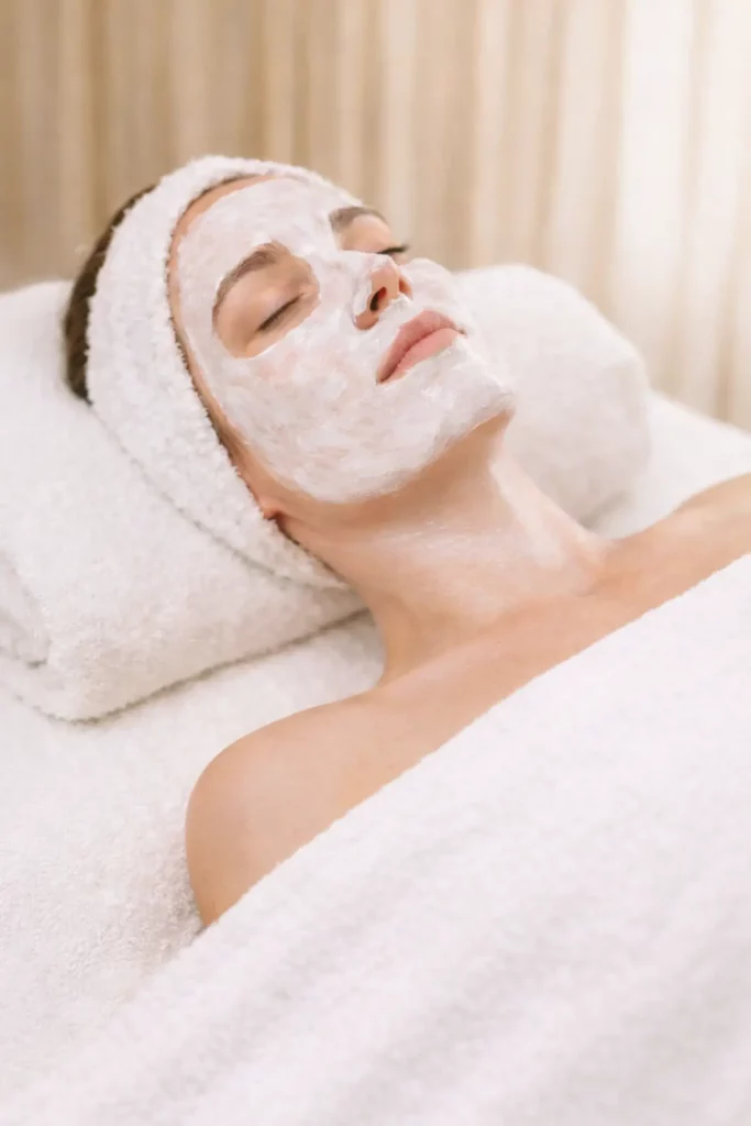 Soin du visage avec masque hydratant au spa de La Plume du Cap, rituel beauté et relaxation au Cap-Ferret
